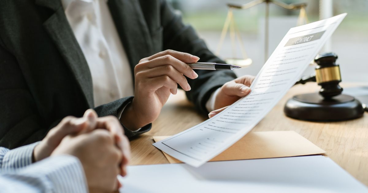 attorney explaining documents to client